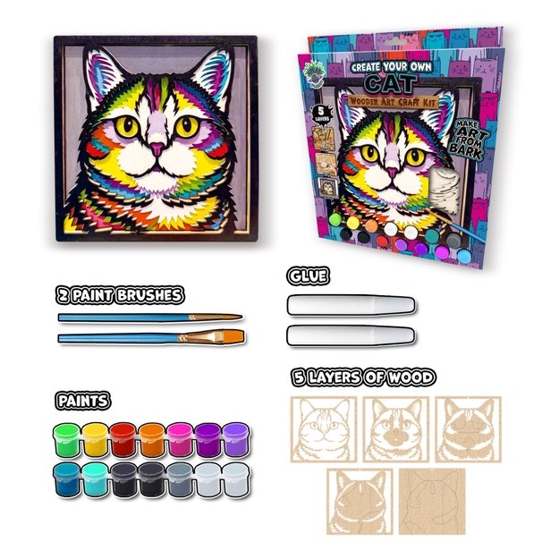 Splat Planet medinis 3D spalvinimo paveikslas, Katė 6