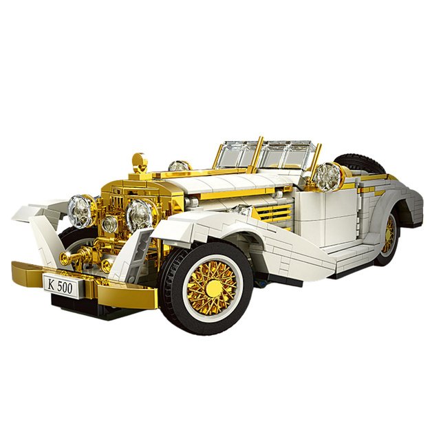 Construction Bricks Vintage Classic Car K500 White and Gold 952 pcs. 1