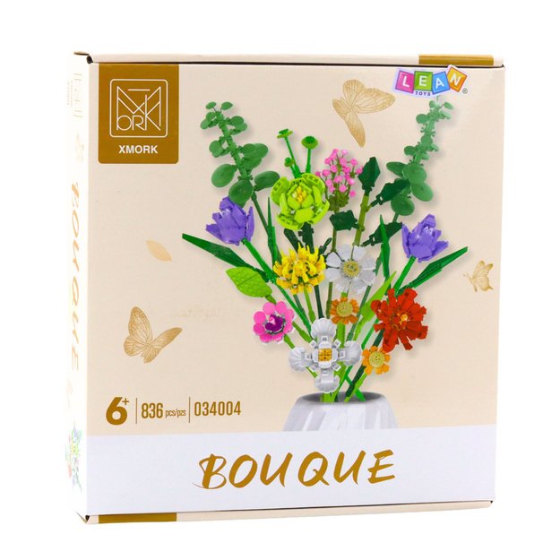 Construction Blocks Decorative Bouquet of Colorful Flowers 836 pcs. 2