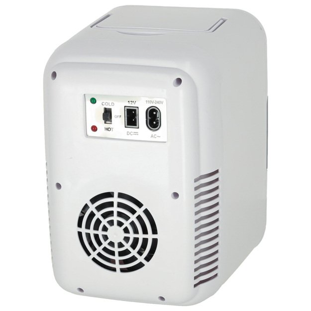 Elektrinis automobilinis mini kelioninis šaldytuvas maistui, kosmetikai, šildymui, šaldymui 2in1, 4L, baltos spalvos 6