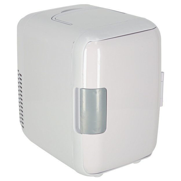Elektrinis automobilinis mini kelioninis šaldytuvas maistui, kosmetikai, šildymui, šaldymui 2in1, 4L, baltos spalvos 1