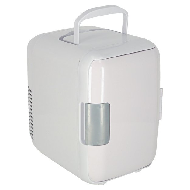 Elektrinis automobilinis mini kelioninis šaldytuvas maistui, kosmetikai, šildymui, šaldymui 2in1, 4L, baltos spalvos 2