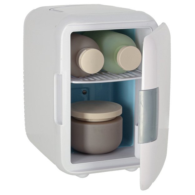 Elektrinis automobilinis mini kelioninis šaldytuvas maistui, kosmetikai, šildymui, šaldymui 2in1, 4L, baltos spalvos 8