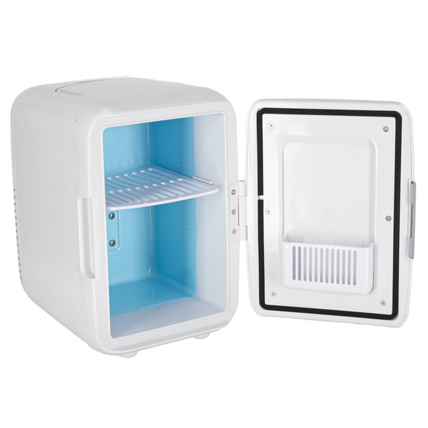 Elektrinis automobilinis mini kelioninis šaldytuvas maistui, kosmetikai, šildymui, šaldymui 2in1, 4L, baltos spalvos 5