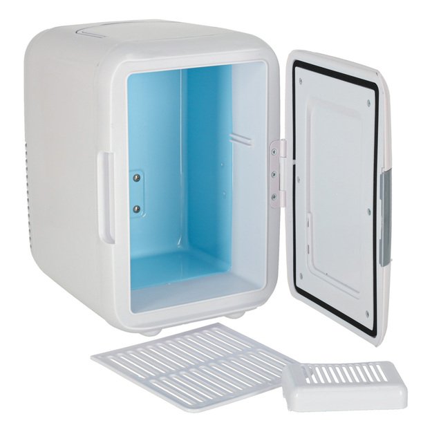 Elektrinis automobilinis mini kelioninis šaldytuvas maistui, kosmetikai, šildymui, šaldymui 2in1, 4L, baltos spalvos 4