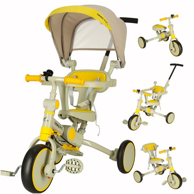 Triratukas TRIKE FIX V4 vaikams geltonai pilkas