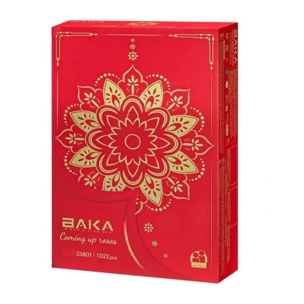 Construction Blocks Bouquet of Roses in a Vase White Red 1022 pcs. 2