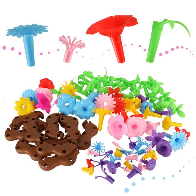 Gėlės kūrybiniai blokai gėlių sodas 104 elementai 12