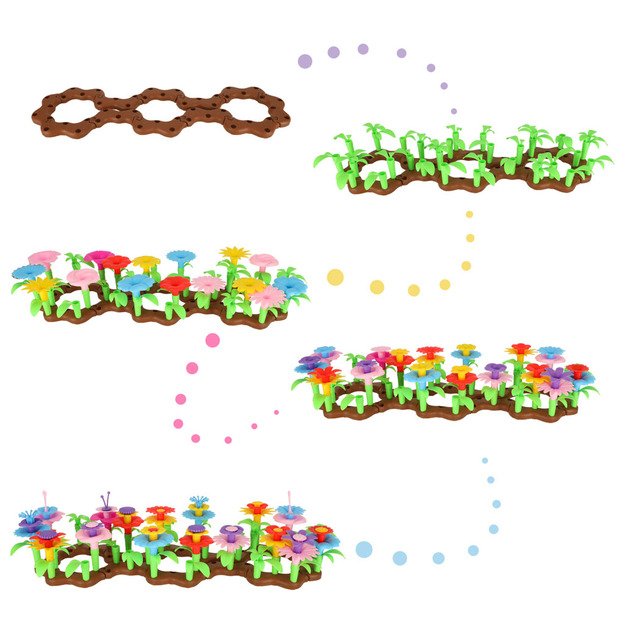 Gėlės kūrybiniai blokai gėlių sodas 104 elementai 13
