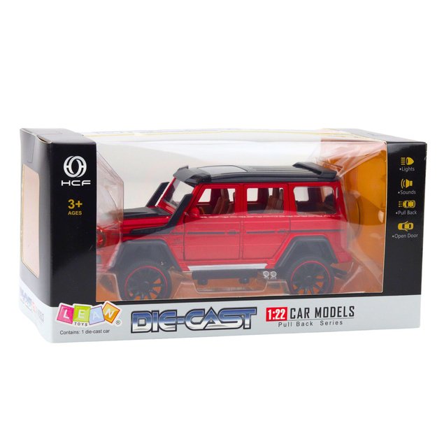 Off-Road Car Metal Pull-Back Drive Opening Doors Red 1:22 4