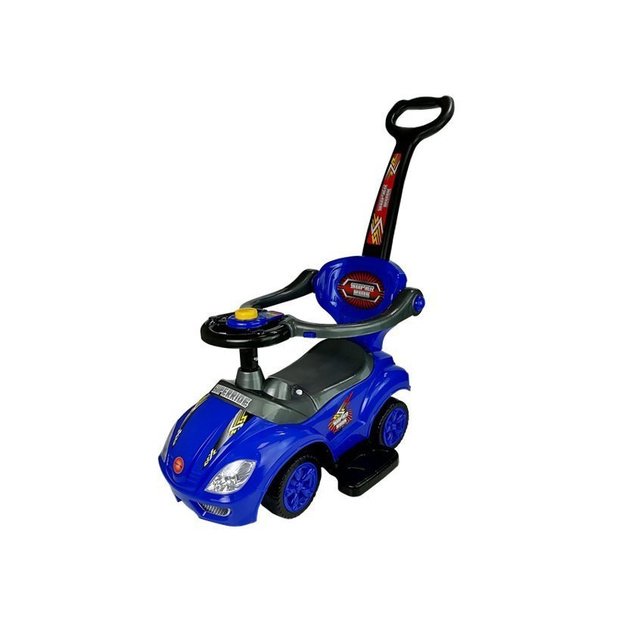 Toddlers Ride On Push Along with Parent Handle Mega Car 3in1 Blue 2