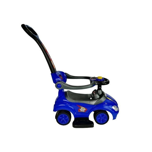 Toddlers Ride On Push Along with Parent Handle Mega Car 3in1 Blue 3