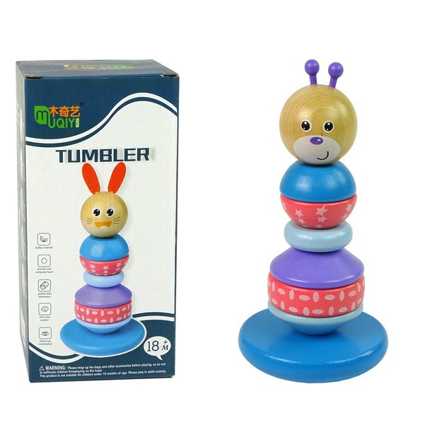 Wooden Teddy Bear Educational Pyramid Balancing Tower