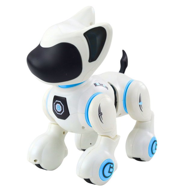 Interactive Robot Dog Remote Control Light Sound White Blue