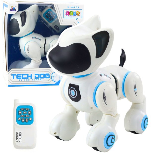 Interactive Robot Dog Remote Control Light Sound White Blue