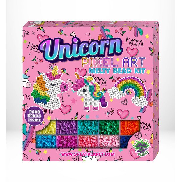 Splat Planet pixel art Iron on beads, Unicorns