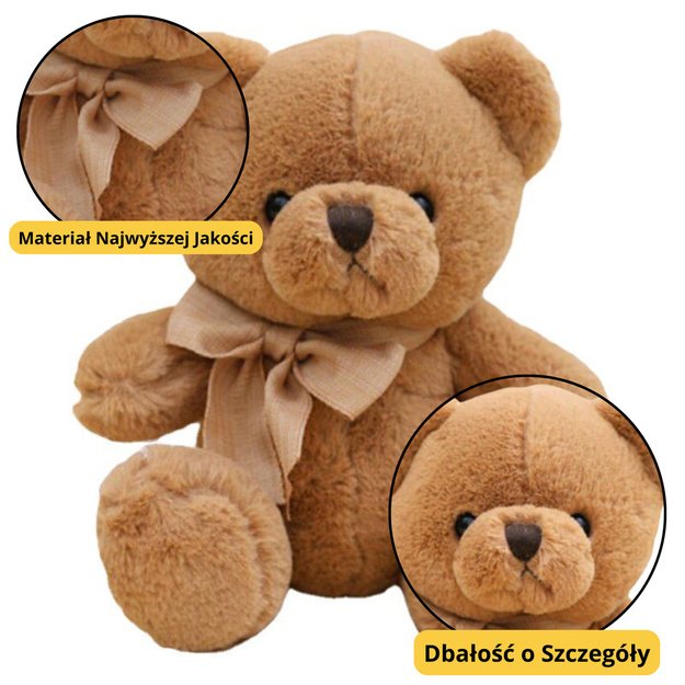 Plush Mascot Cuddly Toy Big Teddy Bear With Bow Brown 40cm