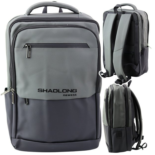 City Business Backpack USB Laptop Pocket Black Gray 16L 41cm 3