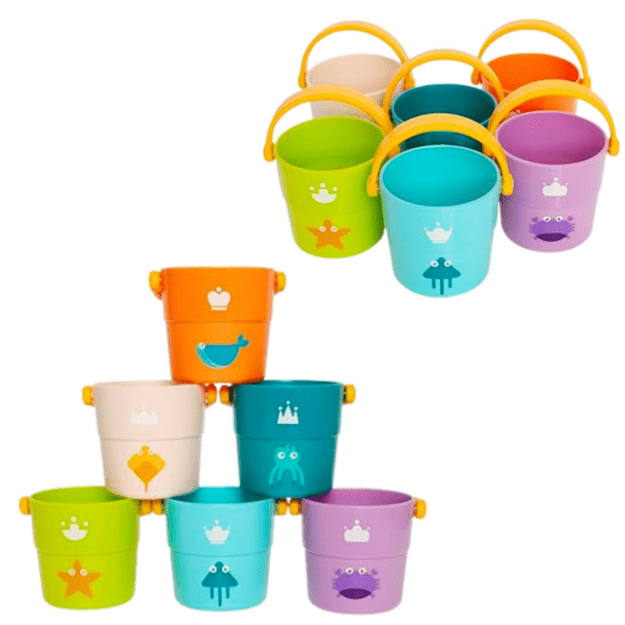 Bath Bucket Set With Holes Colored 6pcs 1
