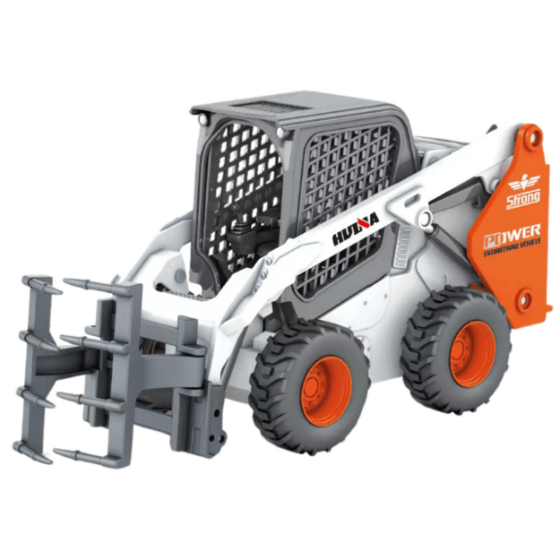 Wheel Loader With Grapple Metal Huina White 1:50 1