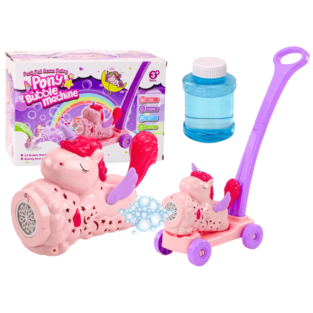 Bubble Machine Ride On Unicorn Lights Sounds Pink