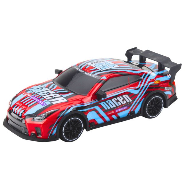Ferngesteuertes RC-Rennauto mit leuchtender Karosserie in Blau und Rot