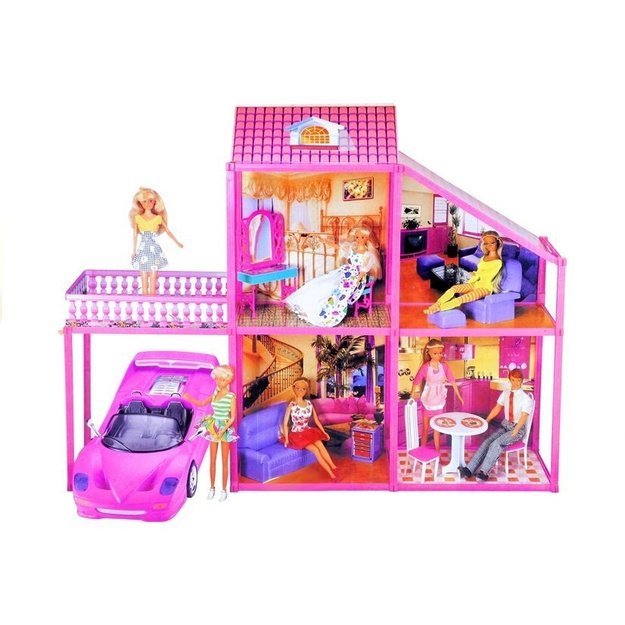 Folded  Large Villa for Dolls 76 cm +  Pink Car + Accessories