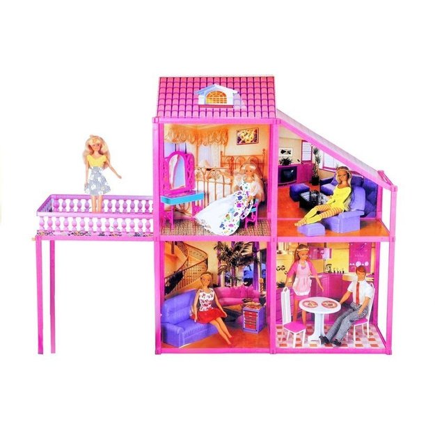 Folded  Large Villa for Dolls 76 cm +  Pink Car + Accessories