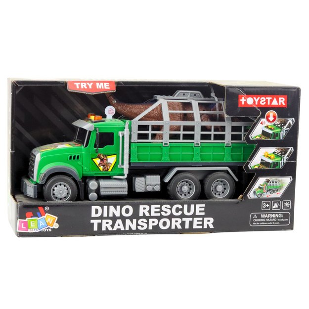 Dinosaur Transport Truck Figure Lights Sounds Green 3