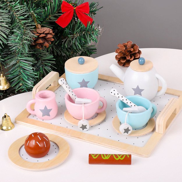 Coffee Tea Wooden Set Small Household Appliances Cookies 3