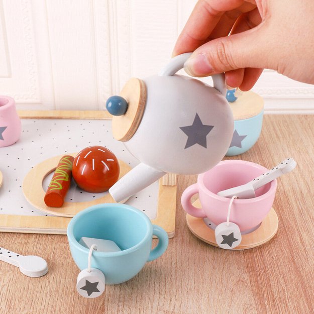 Coffee Tea Wooden Set Small Household Appliances Cookies 4