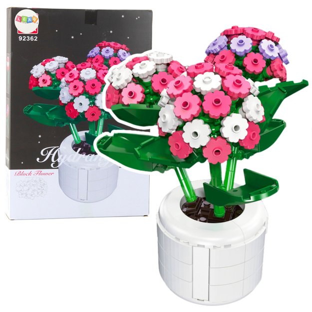 Construction Blocks Pink Hydrangea in a Pot 342 pcs.