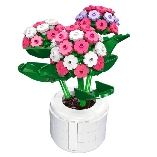 Construction Blocks Pink Hydrangea in a Pot 342 pcs. 1