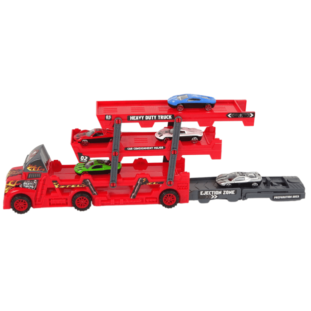 Didelė 3 aukštų sunkvežimio priekaba Heavy Duty Truck su išplečiama automobilio paleidimo rampa