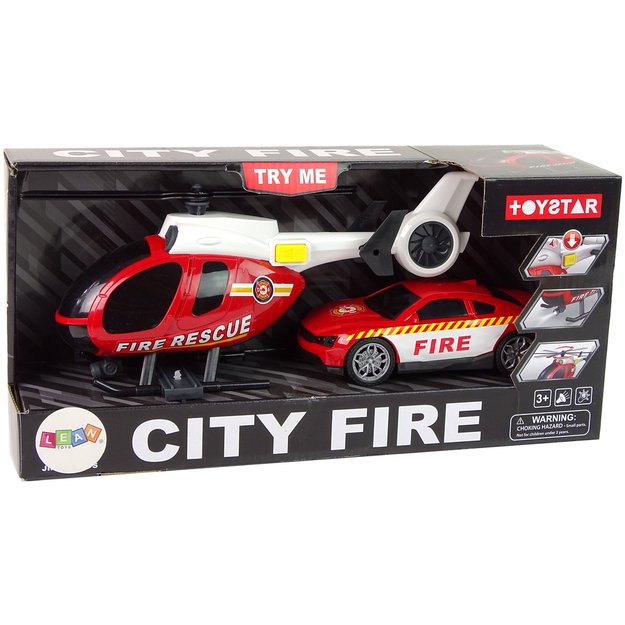 Sraigtasparnis Auto ugniagesių brigados transporto priemonių rinkinys Garsas 8