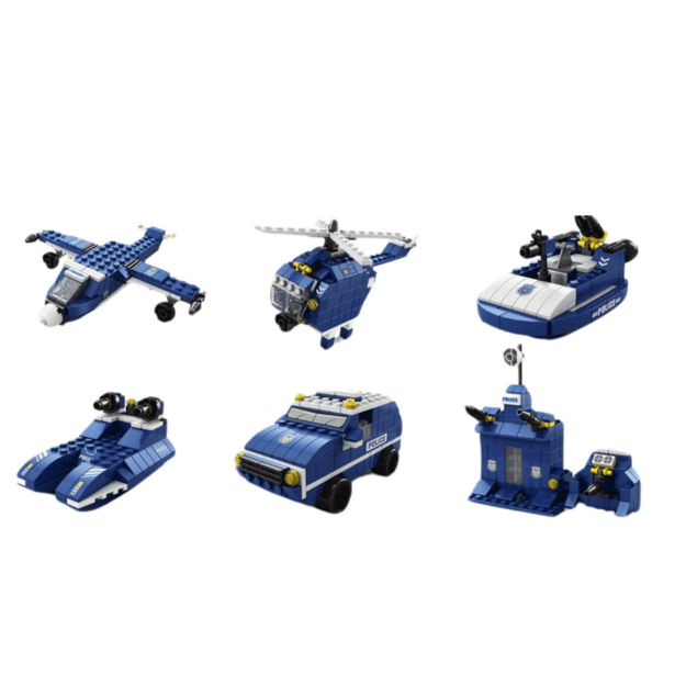 Helicopter Police Helicopter Construction Bricks 6in1 Blue 1000 pieces. 2