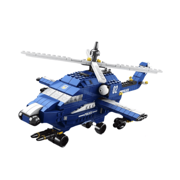 Helicopter Police Helicopter Construction Bricks 6in1 Blue 1000 pieces. 1