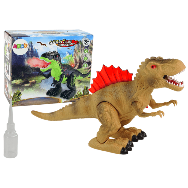 Dinozauras kvėpuoja ugnimi Garo žibintai Baterijos pakuotė Brown