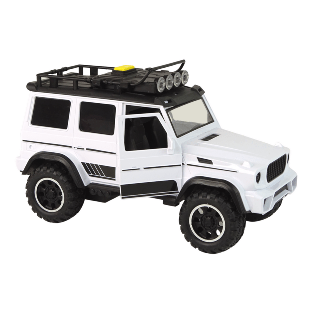 Automobilis Automobilis Off-Road Baltas garso žibintai Transporto priemonė 1:14