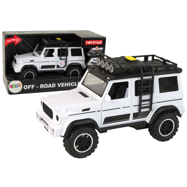Automobilis Automobilis Off-Road Baltas garso žibintai Transporto priemonė 1:14