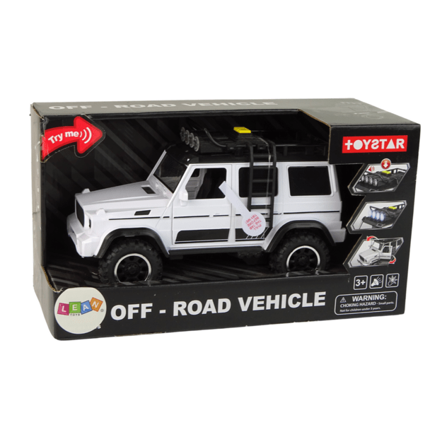 Automobilis Automobilis Off-Road Baltas garso žibintai Transporto priemonė 1:14