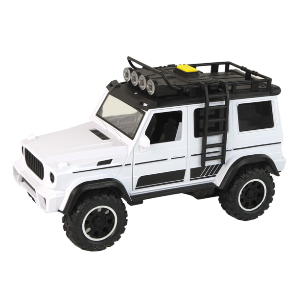 Automobilis Automobilis Off-Road Baltas garso žibintai Transporto priemonė 1:14