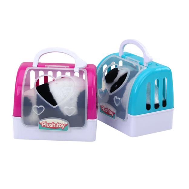Interactive Plush Panda In Pink Blue Transporter