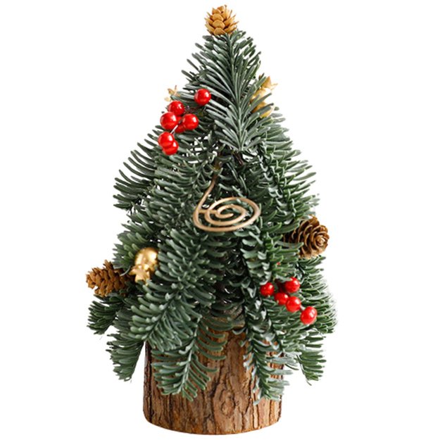 Decorative Christmas Tree on a Trunk Red Rowan Cones 26 x 12 cm 3