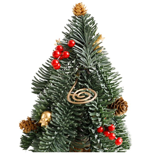 Decorative Christmas Tree on a Trunk Red Rowan Cones 26 x 12 cm 1