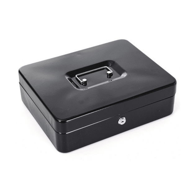 Cash Box Metal With Compartments 2 Keys Black