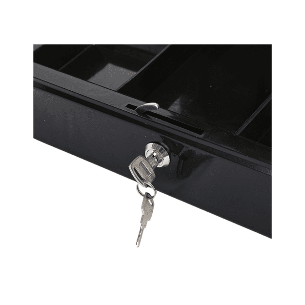 Cash Box Metal With Compartments 2 Keys Black