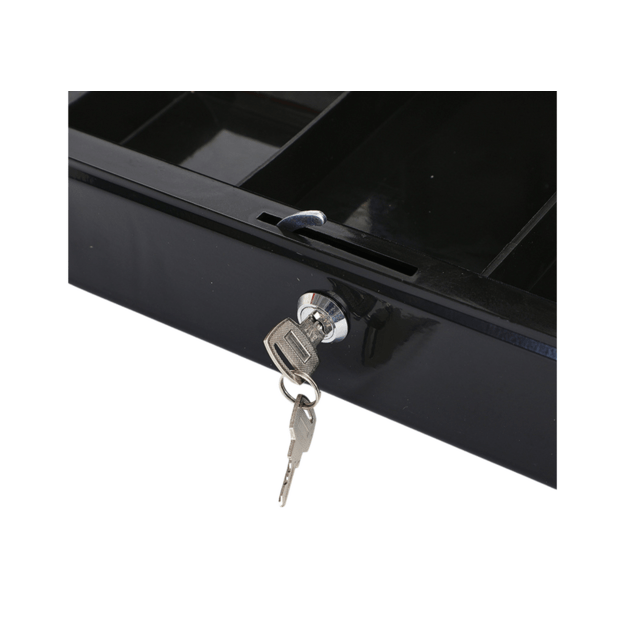Cash Box Metal With Compartments 2 Keys Black