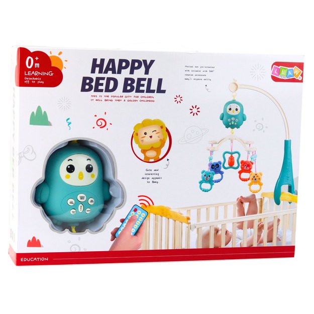 Crib Carousel Music Box with Lamp Rattles Teddy Bears Blue 4