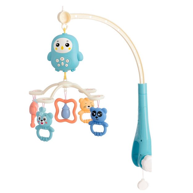 Crib Carousel Music Box with Lamp Rattles Teddy Bears Blue 1